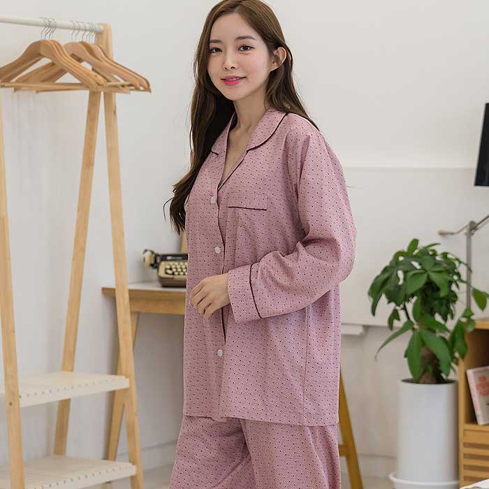 201861 여자잠옷 상하세트 면 모달 트윌 잠옷 긴팔잠옷 홈웨어 파자마
